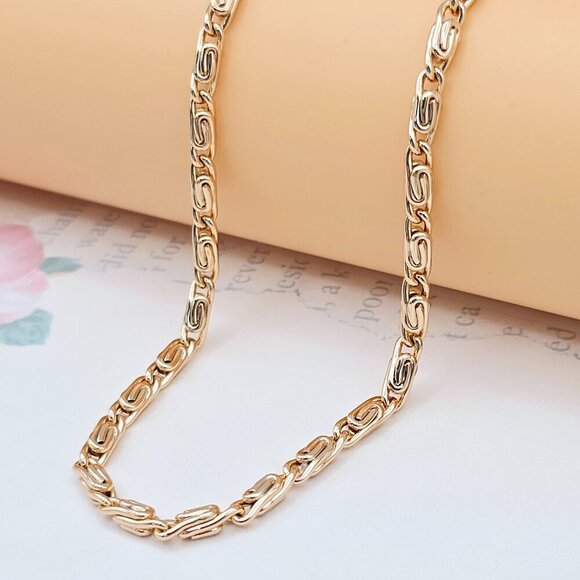 Elegant Rose Gold Plated Necklace with Textured Link Chain - 18"", XPNL0049 - Picture 1 of 12
